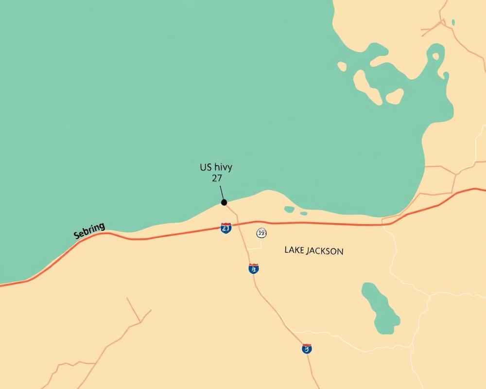 Map showing Blue Lagoon Saloon on US Hwy 27 N in Sebring, FL